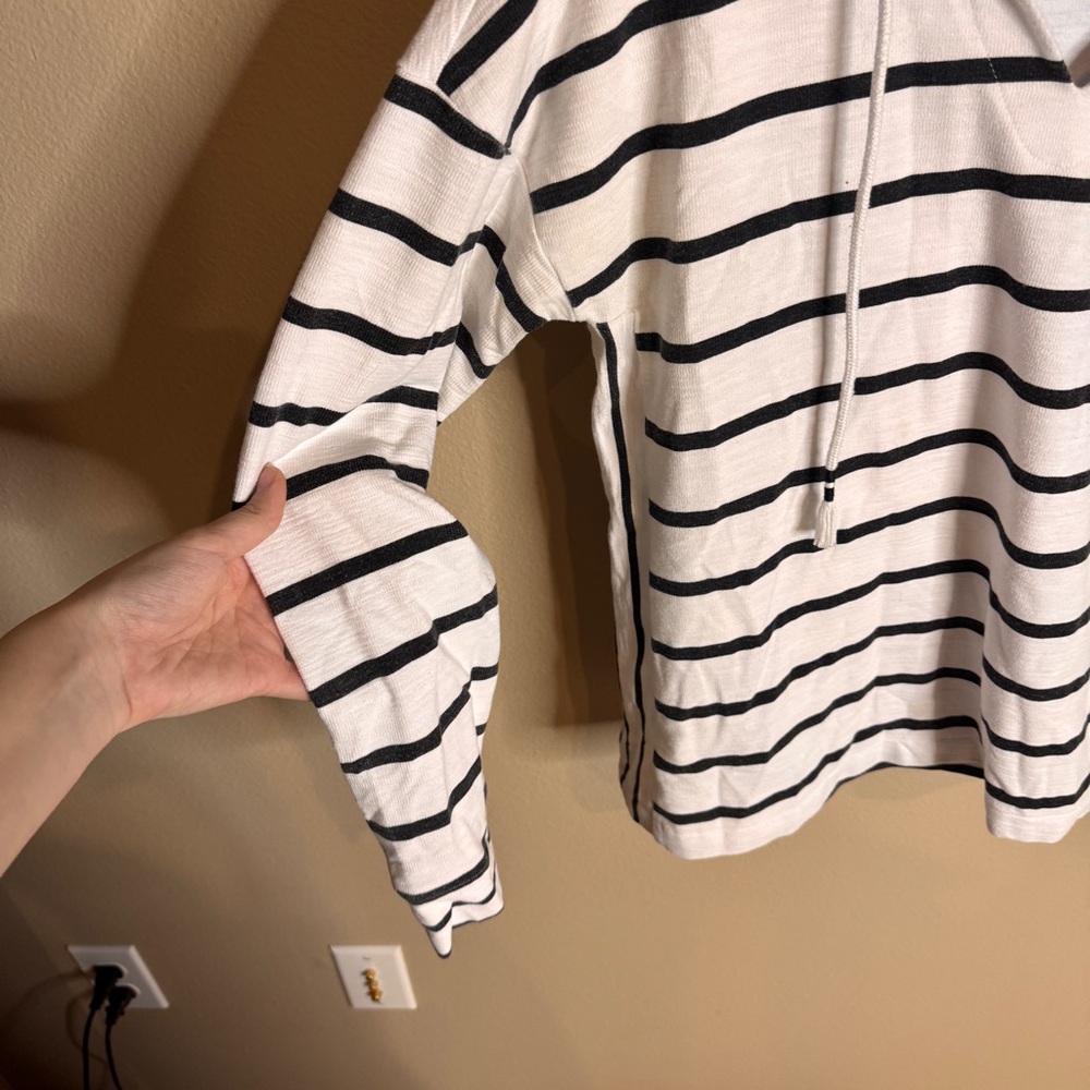 T by Talbots Striped Hoodie with Drawstrings - Picture 3 of 6